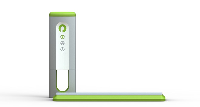 Kierowca parkuje w pobliżu umieszczonego w podłodze magnetycznego bloku ładującego.