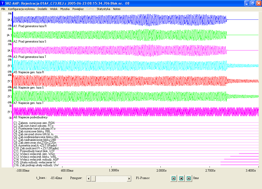 Rys. 1. Fragment przykładowej rejestracji zakłócenia.