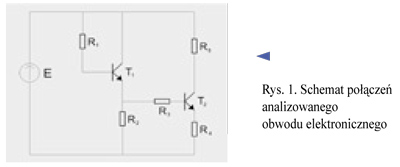 Rys. 1. Schemat połączeń analizowanego obwodu elektronicznego Rys. 1. Schemat połączeń analizowanego obwodu elektronicznego