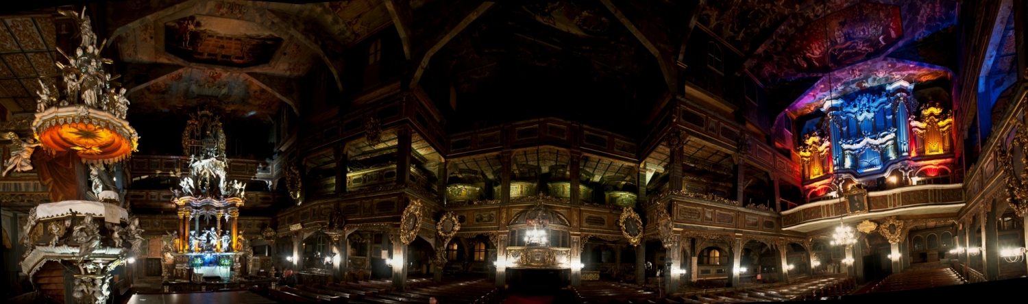 Panorama wnętrza Kościoła Pokoju w Świdnicy