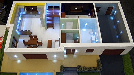 Model domu wyposażonego w system KNX. Model domu wyposażonego w system KNX.