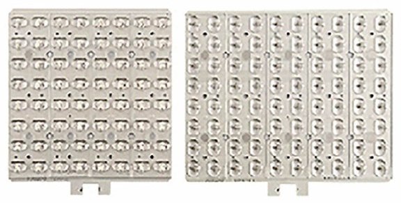 Fot. 3. Przykładowe panele LED z układami soczewkowymi wielowarstwowymi Fot. 3. Przykładowe panele LED z układami soczewkowymi wielowarstwowymi: