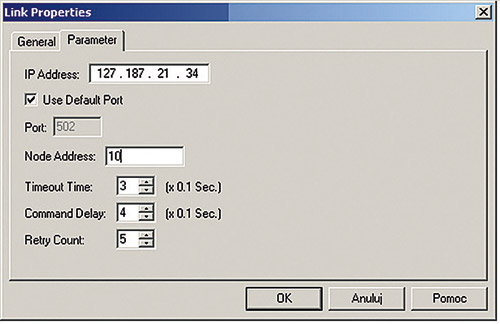Konfiguracja parametrów łącza Konfiguracja parametrów łącza