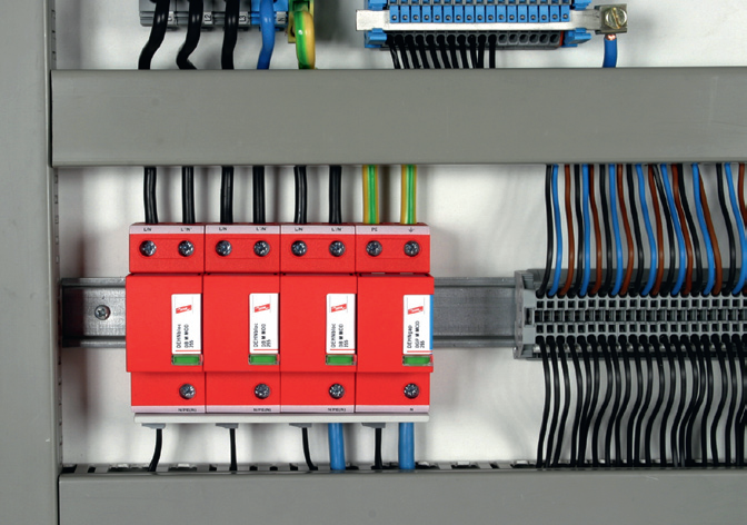 Jednobiegunowy ogranicznik przepięć DEHNbloc M – montaż w układzie V