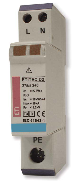 Ogranicznik przepięć Typ 3 - Etitec D2 275/5 2+0 Ogranicznik przepięć Typ 3 - Etitec D2 275/5 2+0