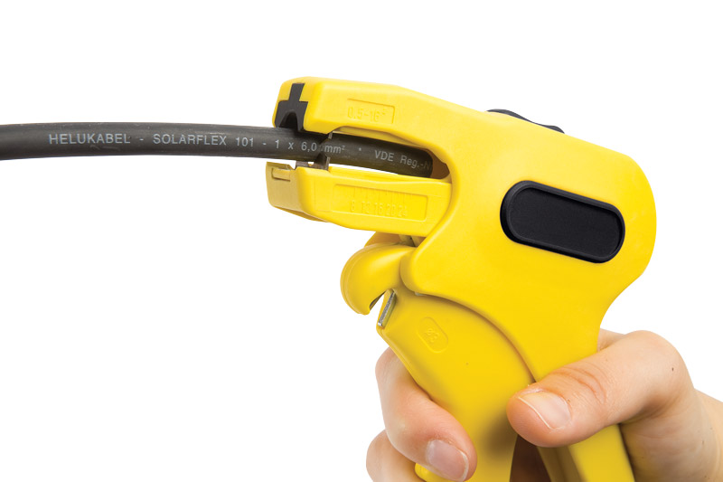 Zakres obrabianych przekrojów przewodów: 1,5 – 6,0 mm² (15 – 9 AWG) Zakres obrabianych przekrojów przewodów: 1,5 – 6,0 mm² (15 – 9 AWG)