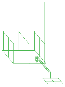 Rys. 1. Schemat analizowanego urządzenia piorunochronnego z dołączonym kanałem wyładowania oraz instalacją elektryczną i uziomem stacji transformatorowej Rys. 1. Schemat analizowanego urządzenia piorunochronnego z dołączonym kanałem wyładowania oraz instalacją elektryczną i uziomem stacji transformatorowej