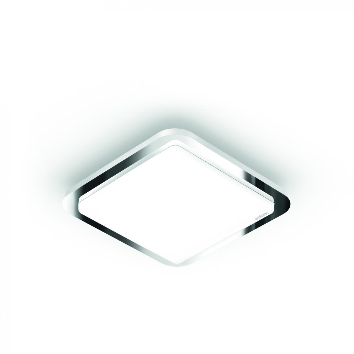 Oprawa Steinel LED D1 o nowoczesnym kwadratowym kształcie z funkcją światła półpośredniego ze srebrnym pierścieniem