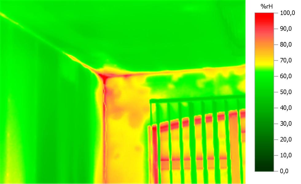 Zawilgocenia naroży - obraz termowizyjny Zawilgocenia naroży