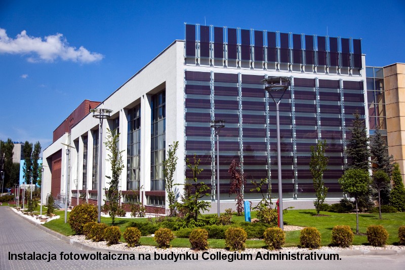 Istniejąca instalacja fotowoltaiczna na budynku uczelni Istniejąca instalacja fotowoltaiczna na budynku uczelni