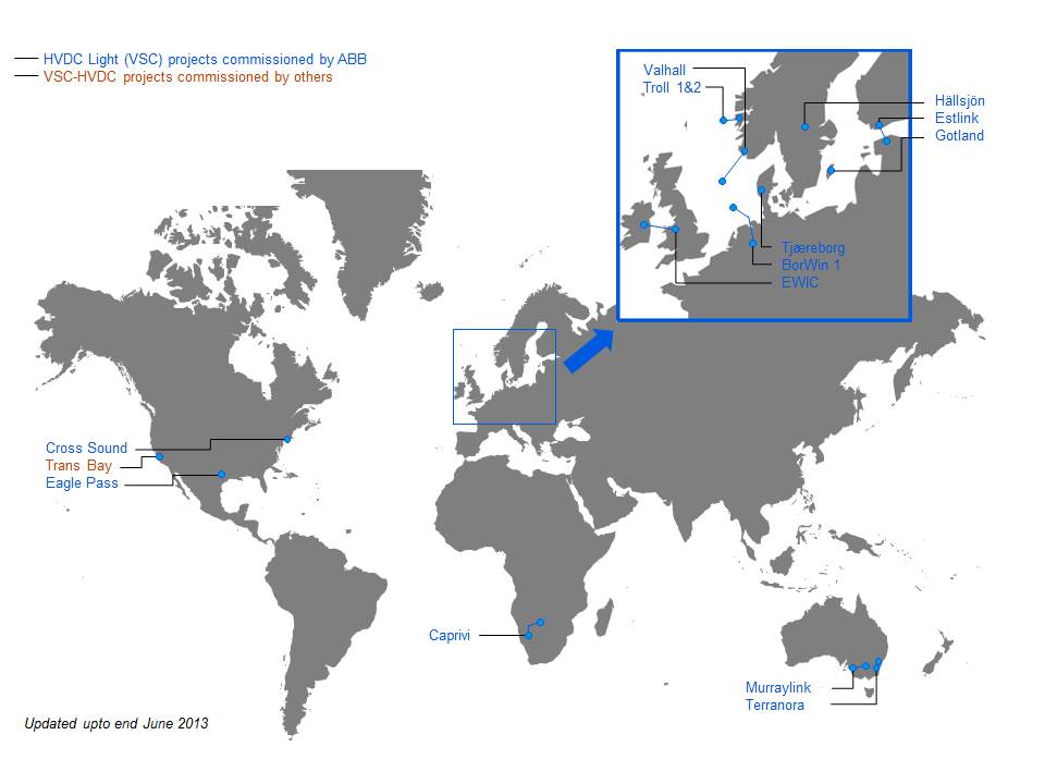Projekty HVDC light (VSC) zrealizowane przez ABB