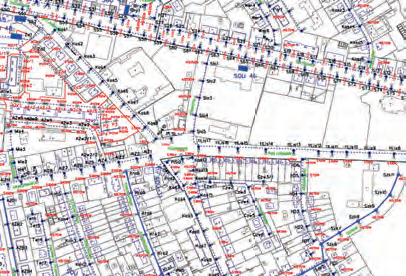  Schemat instalacji oświetleniowej wykonany w programie MicroStation: teren miasta