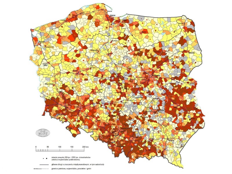 Pokrycie poszczególnych gmin w Polsce planami zagospodarowania