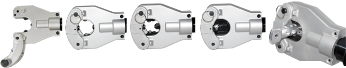Etapy zaciskania na czteropunktowy karb Etapy zaciskania na czteropunktowy karb
