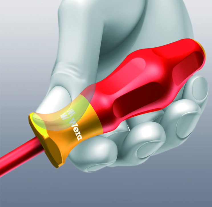 Optymalny kontakt z dłonią dzięki dwukomponentowej rękojeści Wera Kraftform® Optymalny kontakt z dłonią dzięki dwukomponentowej rękojeści Wera Kraftform®