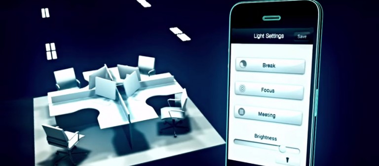 Sterowanie za pomocą smartfona  Zintegrowany system oświetlenia biura Philips