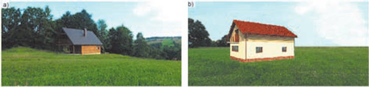 Rys. 6. Przykłady obiektów: a) na wzgórzu, b) na terenie płaskim Rys. 6. Przykłady obiektów: a) na wzgórzu, b) na terenie płaskim
