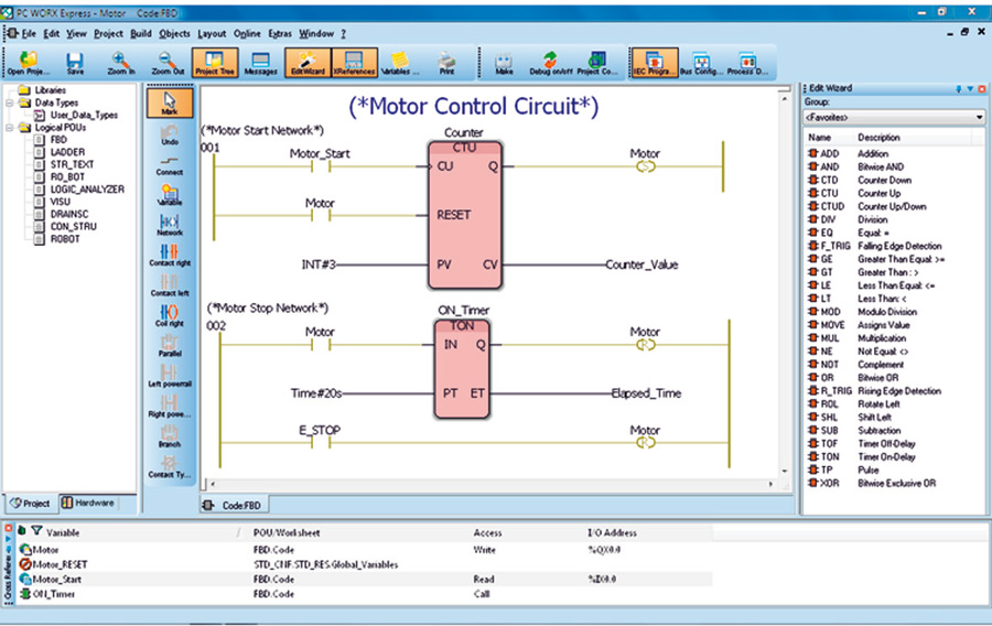 Rys. 2. Dostępne bezpłatnie oprogramowanie PC Worx Express ułatwia również pierwsze użycie sterownika AXC 1050 Rys. 2. Dostępne bezpłatnie oprogramowanie PC Worx Express ułatwia również pierwsze użycie sterownika AXC 1050