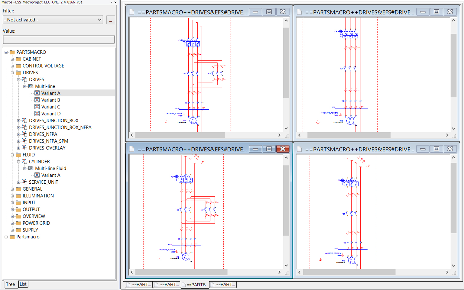 Platforma EPLAN 2.5 umożliwi opracowywanie makr w postaci diagramu drzewa lub w tabeli z opcją wielokrotnego wyboru. Warianty makr i różne typy reprezentacji będą mogły być łatwiej przeglądane kontekstowo Platforma EPLAN 2.5 umożliwi opracowywanie makr w postaci diagramu drzewa lub w tabeli z opcją wielokrotnego wyboru. Warianty makr i różne typy reprezentacji będą mogły być łatwiej przeglądane kontekstowo
