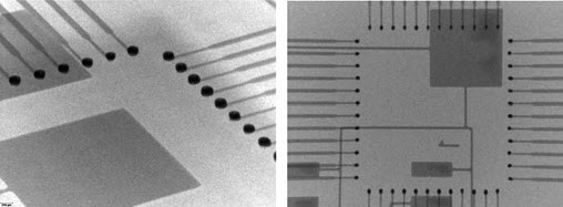 Fig. 1. Examples of solder joints of a flip chip components observed on X-ray detector