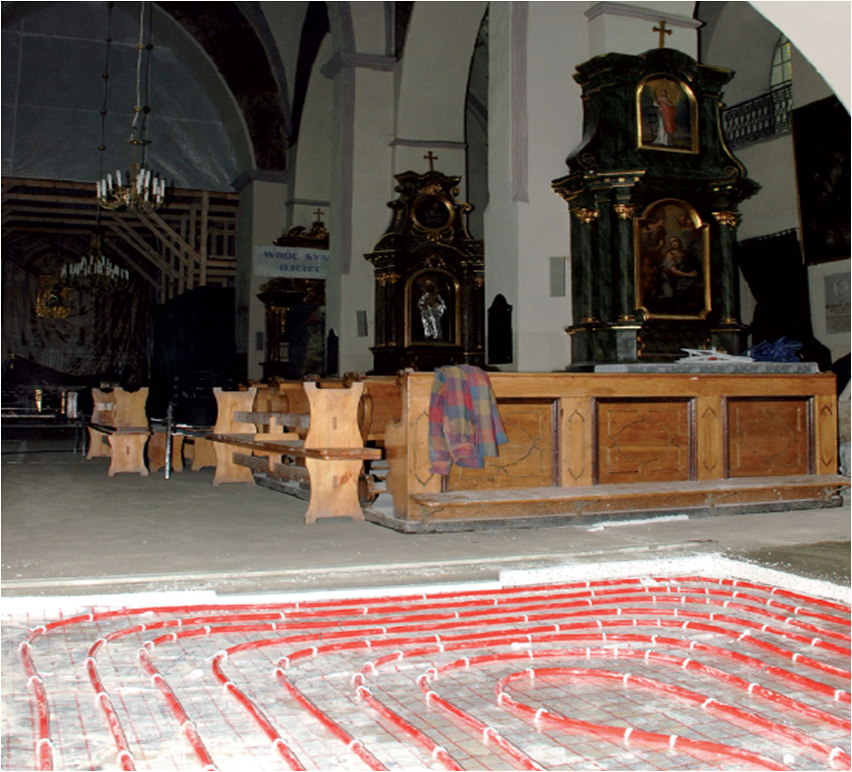  Ogrzewanie podłogowe w Kościele pw. Wniebowzięcia Najświętszej Maryi Panny w Kraśniku, 