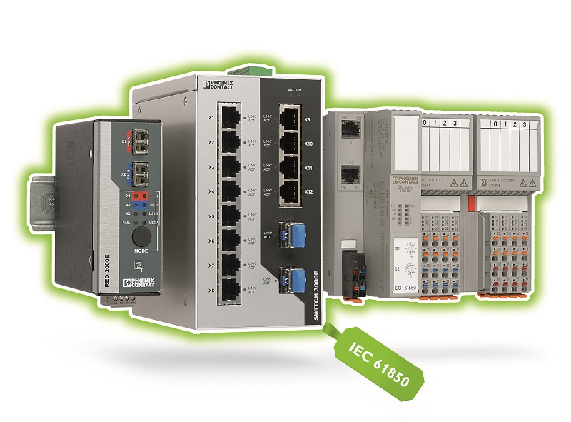 System Axioline F I/O, opracowany dla komunikacji zgodnej z normą IEC 61850, jest wyposażony w odpowiednie komponenty infrastrukturalne. System Axioline F I/O, opracowany dla komunikacji zgodnej z normą IEC 61850, jest wyposażony w odpowiednie komponenty infrastrukturalne.