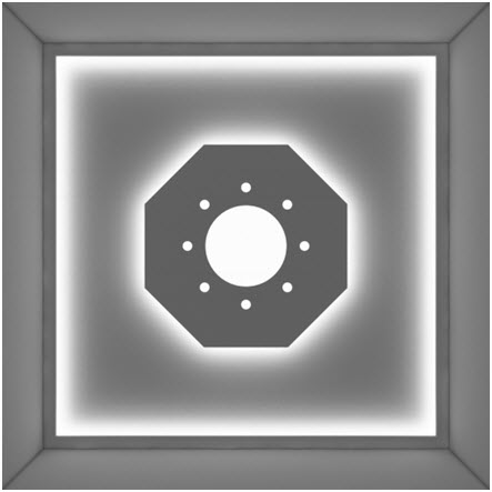 Architektura świetlna sufitu jest efektem stosowania wielu różnych systemów świetlnych w oświetleniu pomieszczenia, które tworzą charakterystyczny obraz tej części pomieszczenia Light architecture of ceiling is an effect of the use of many different lighting systems for spac illumination which form characteristic image of this part of housing