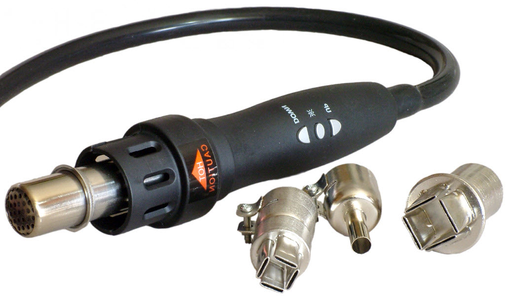 Fot. 1. Dmuchawa hot-air oraz przykładowe, wymienne końcówki