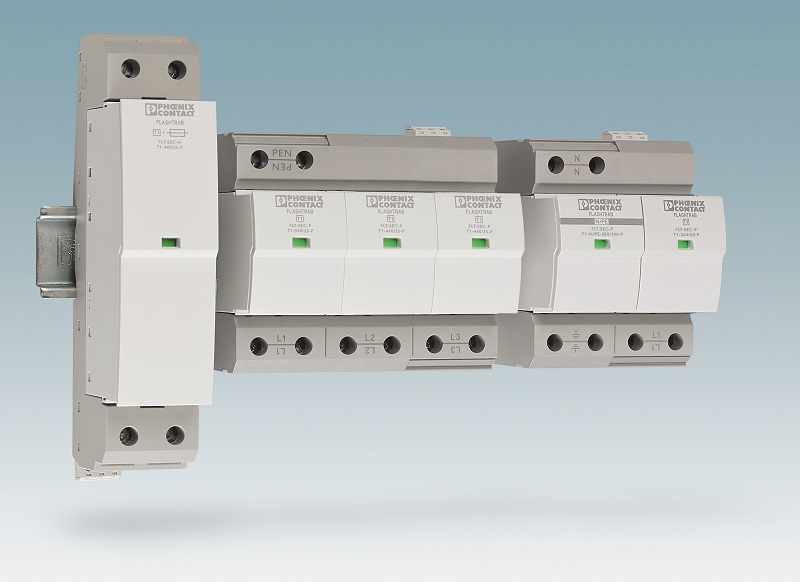 Ogranicznik przepięć typu 1 SPD z rodziny Flashtrab SEC z „Safe Energy Control Technology“ firmy Phoenix Contact stanowi optymalną ochronę dla każdej instalacji Ogranicznik przepięć typu 1 SPD z rodziny Flashtrab SEC z „Safe Energy Control Technology“ firmy Phoenix Contact stanowi optymalną ochronę dla każdej instalacji