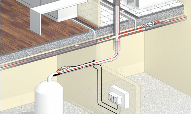 System składa się z przewodów samoregulujących Raychem oraz jednostki sterującej HWAT-ECO: