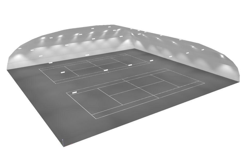 Oświetlenie kortów tenisowych pod balonem z użyciem opraw Teksas LD-TK100W-40