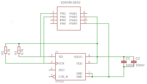 Schemat modułu czujnika ciśnienia DPS310