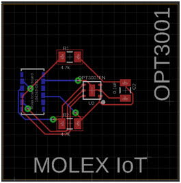 Projekt płytki czujnika natężenia oświetlenia OPT3001