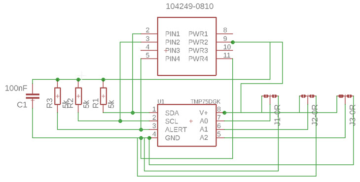 Schemat modułu temperatury TMP75