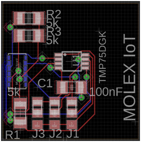 Projekt płytki czujnika temperatury TMP75