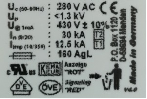Prawidłowe oznaczenie ograniczników Typu 1 (1+2) Prawidłowe oznaczenie ograniczników Typu 1 (1+2)