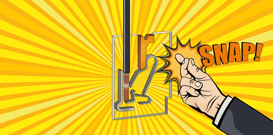 Nowo skonstruowana sprężynowa zapadka zamyka się z wyraźnym „kliknięciem”, gdy tylko przewód znajdzie się we właściwym położeniu, przytrzymując go i tworząc bezpieczne połączenie, odporne na silne wstrząsy i wibracje. Łączenie bez użycia narzędzi! Rozwiązanie oferowane tylko przez Weidmuller.