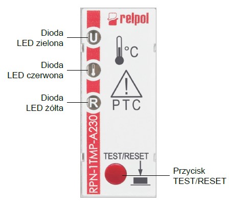 Rys 4. Panel czołowy przekaźnika RPN-1TMP-A230.