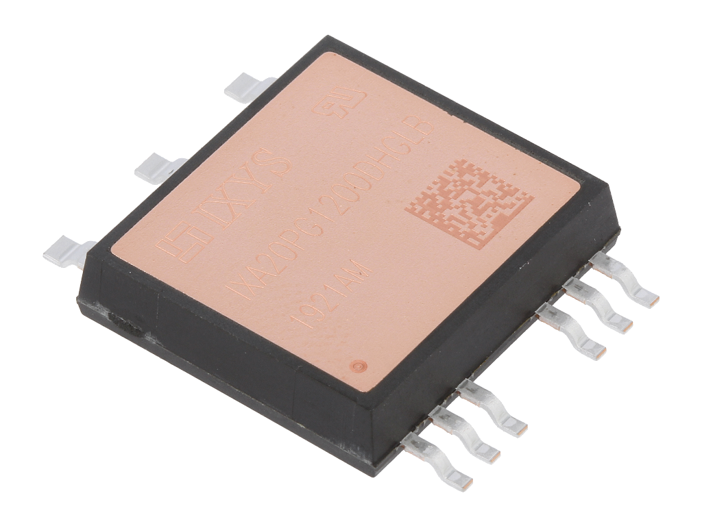 IXA20PG1200DHGLB Moduł IGBT w formacie przeznaczonym do montażu powierzchniowego.