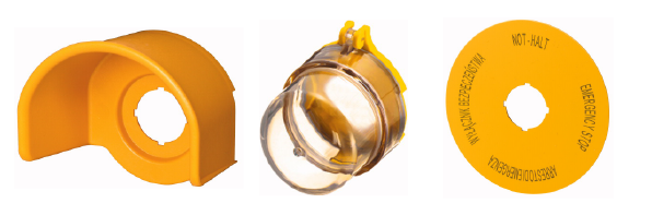 dodatkowe akcesoria takie, jak kołnierze ochronne, osłony plombowane i pełna gama żółtych tabliczek