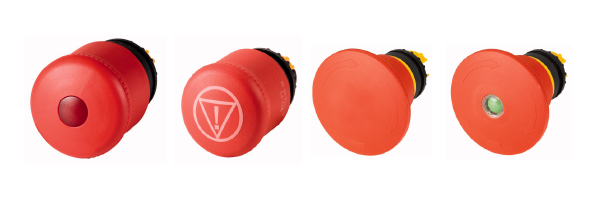 •	wersji podświetlanych diodą LED, niepodświetlanych, z symbolem zatrz. awaryjnego lub z mechaniczną sygnalizacją zadziałania