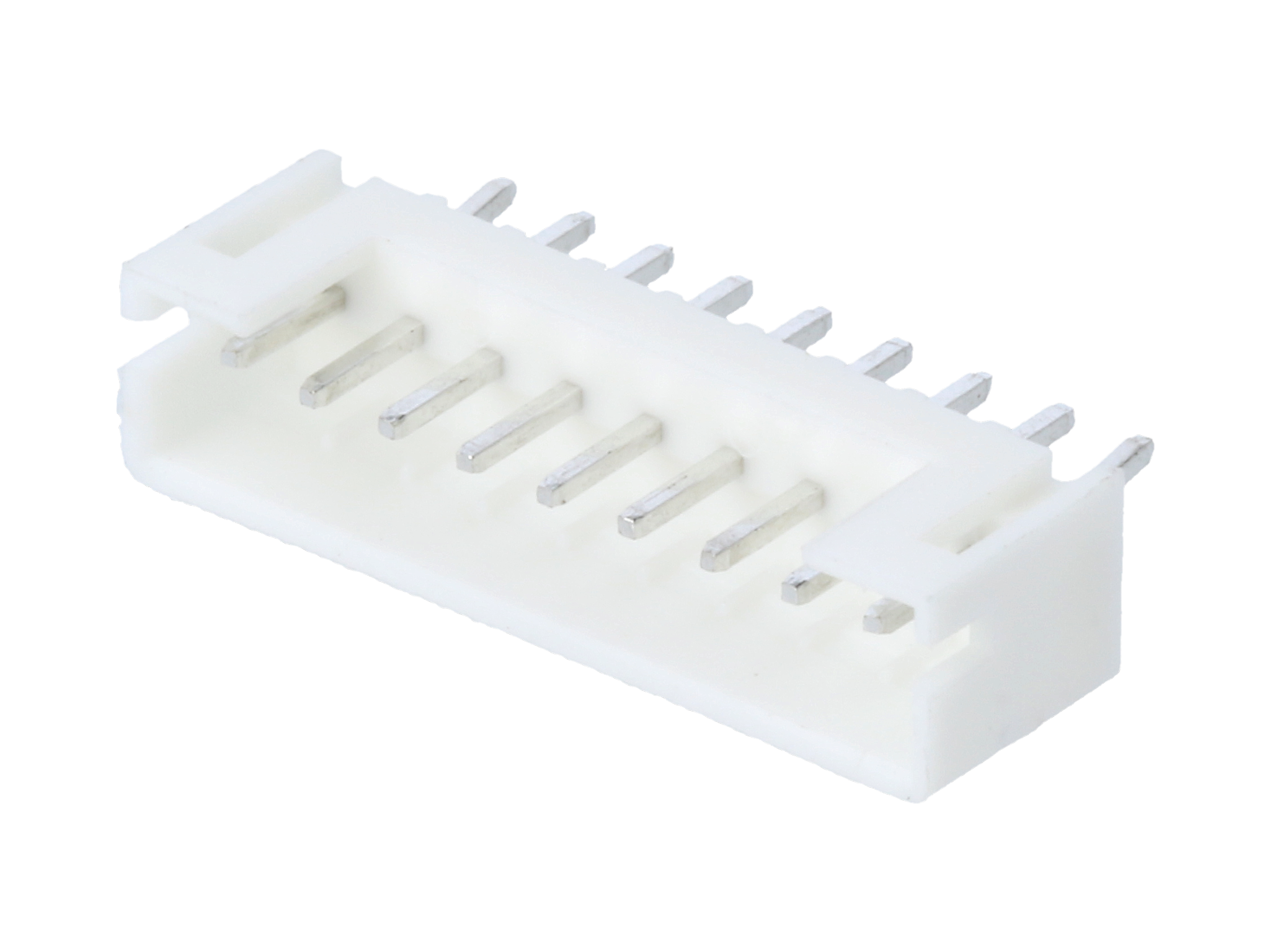 Gniazdo kątowe do montażu THT, każdy styk ma wytrzymałość 2A.