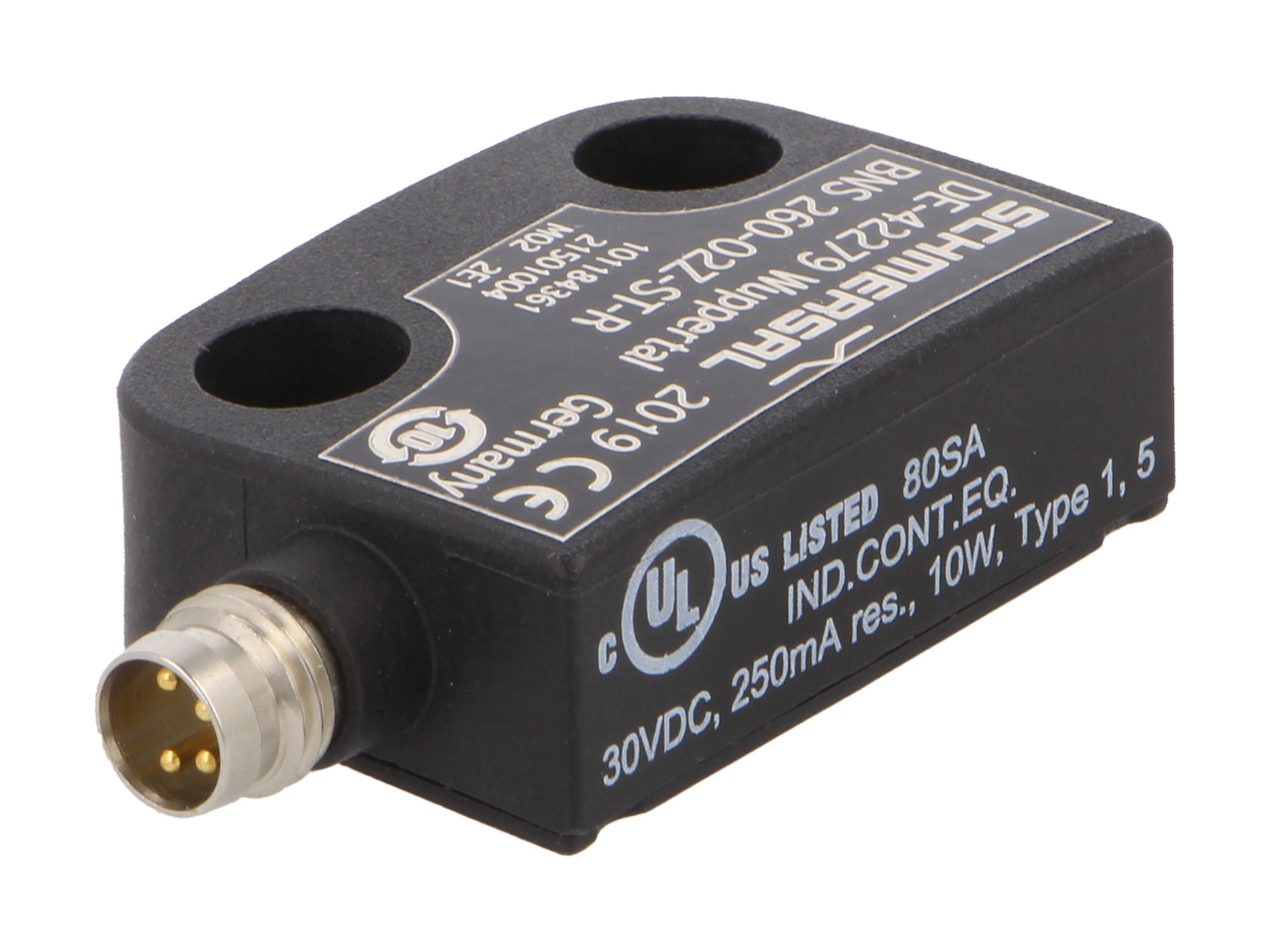 Czujnik wyposażono w złącze M8, podczas gdy korpus charakteryzuje szczelność IP67. Czujnik wyposażono w złącze M8, podczas gdy korpus charakteryzuje szczelność IP67.