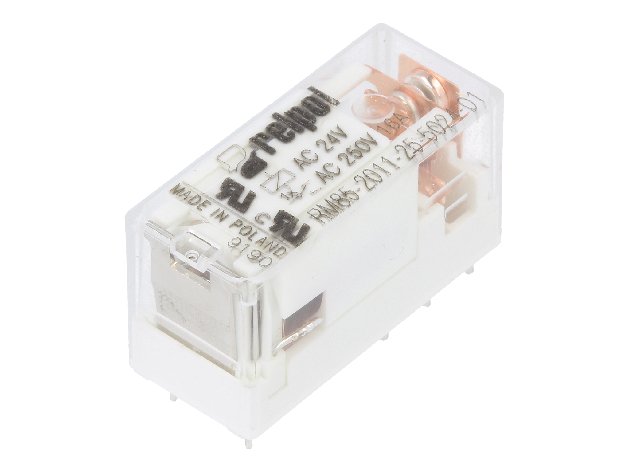 Wybrane modele przekaźników umieszczono w przezroczystych korpusach.