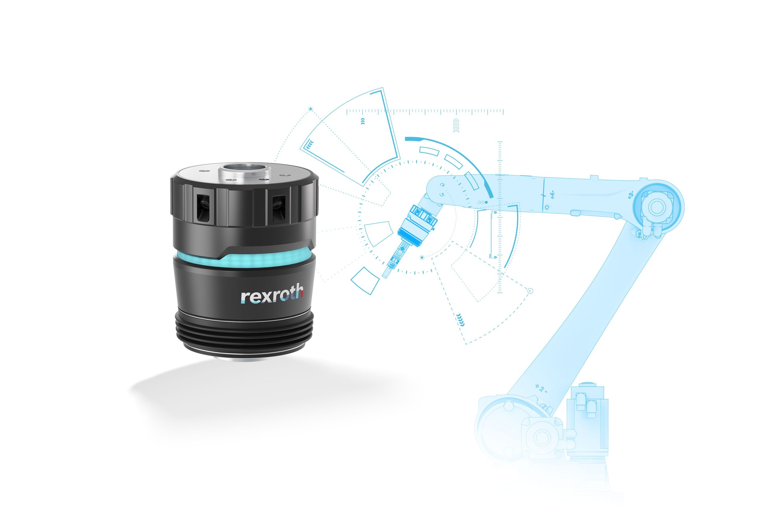 Jednostka kompensacyjna z czujnikiem Smart Flex Effector zwiększa precyzję, produktywność i stopień automatyzacji procesów, a ponadto pozwala uniknąć błędów. (Źródło ilustracji: Bosch Rexroth AG)