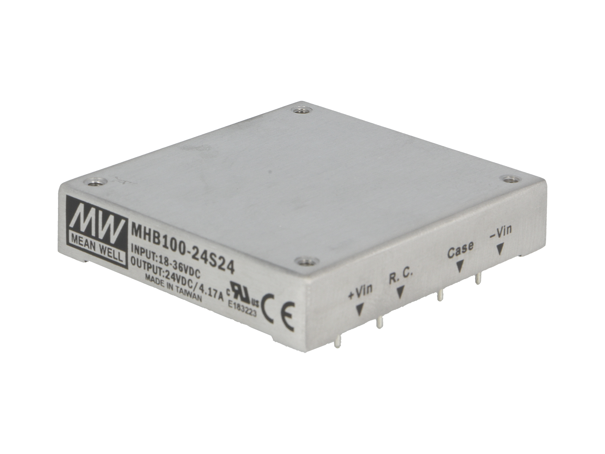 Metalowa powierzchnia przetwornicy ułatwia odprowadzenie ciepła. MHB100-24S24