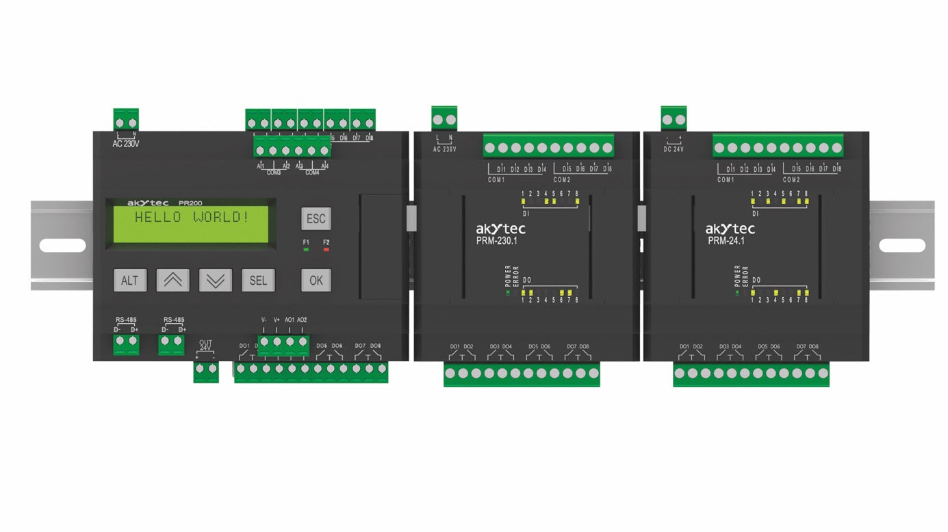 Do przekaźnika programowalnego PR200 można dołączyć do dwóch modułów PRM