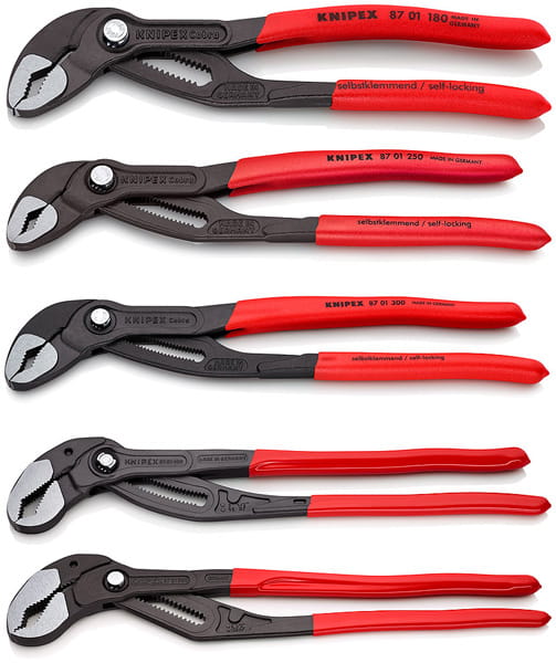 Zestaw szczypiec Knipex Cobra 87 01 180, 87 01 250, 87 01 300, 87 01 400, 87 01 560 mm