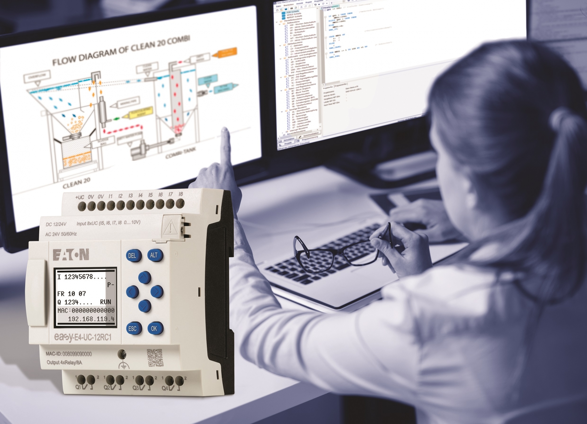 W wielu zastosowaniach przemysłowych o małej i średniej złożoności przekaźnik programowalny easyE4 może zastąpić sterownik PLC.