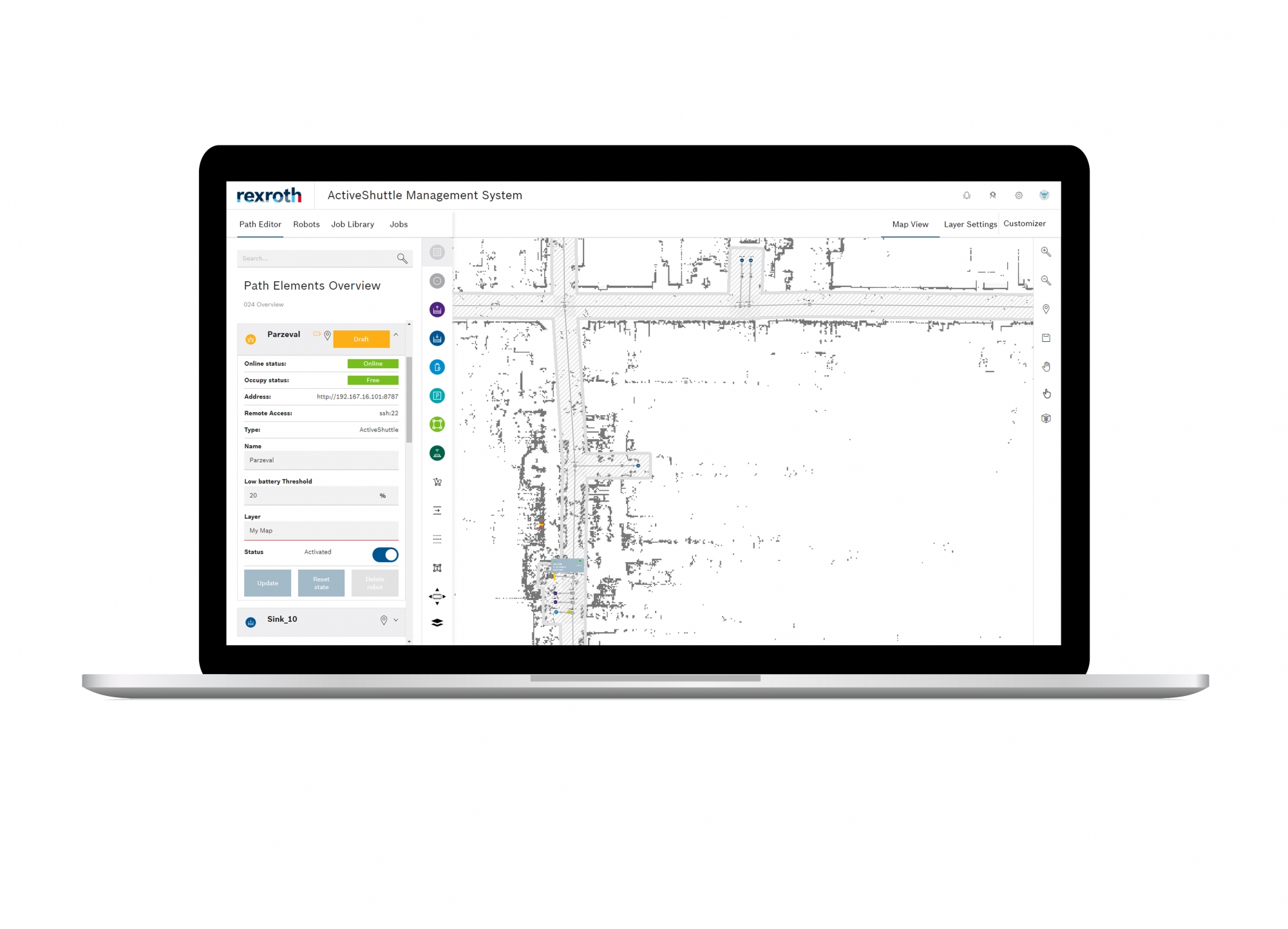 Sercem systemu transportu samojezdnego jest zaawansowane oprogramowanie AMS (ActiveShuttle Management System).